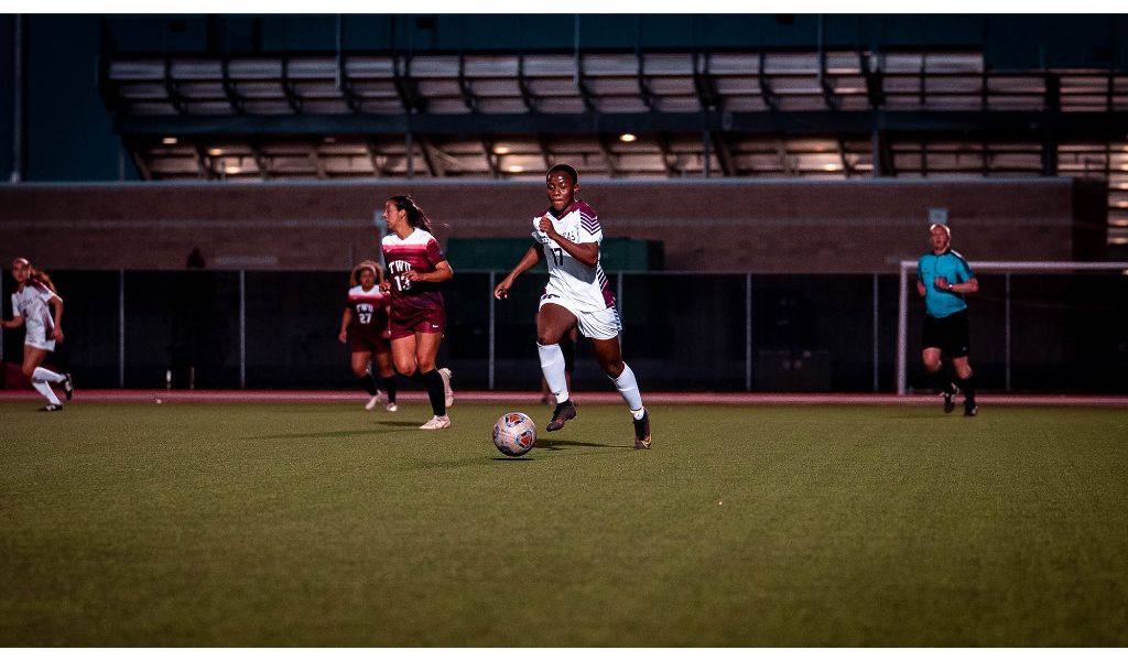 Asha James in action for West Texas A&M in the Lone Star Conference. (Photo credit - West Texas A&M)
