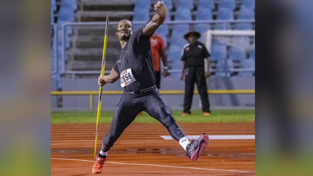 CHAMPION: Keshorn Walcott, en route to men’s javelin gold at last month’s NGC/NAAATT National Championships, at the Hasely Crawford Stadium in Port of Spain. Walcott threw a season’s best 85.22 metres. —Photo by Dennis Allen for @TTGameplan (Image obtained at trinidadexpress.com)