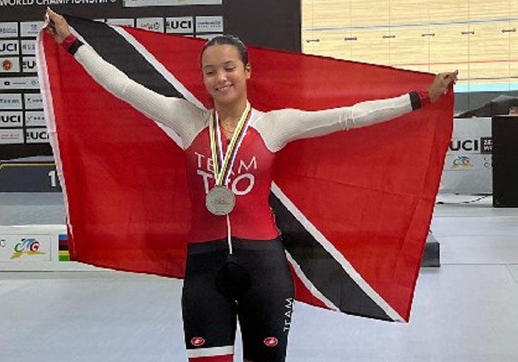 TWO MEDALS: T&T female cyclist Makaira Wallace. (Image obtained at trinidadexpress.com)