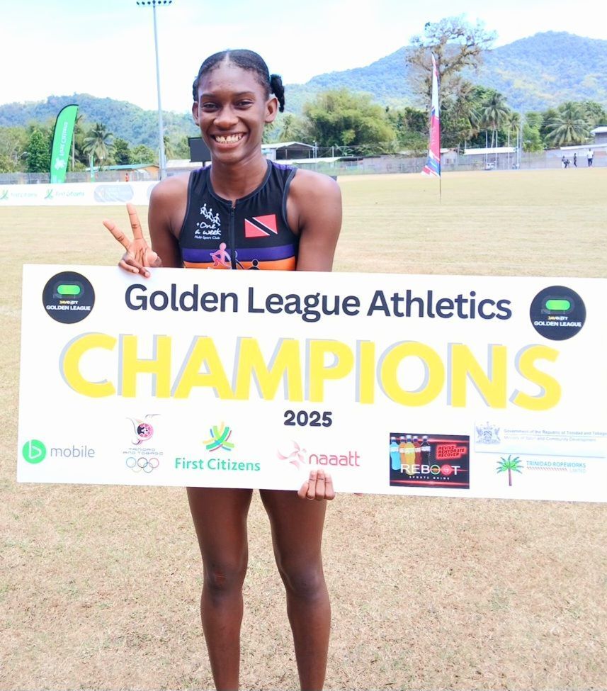 FILE - Shian Lewis (One-A-Week) won the Girls’ Under-17 400m and 800m and the Open women’s 1,500m at the final of the Golden League Athletics Series at the Diego Martin Sporting Complex on March 9. (Image obtained at guardian.co.tt)